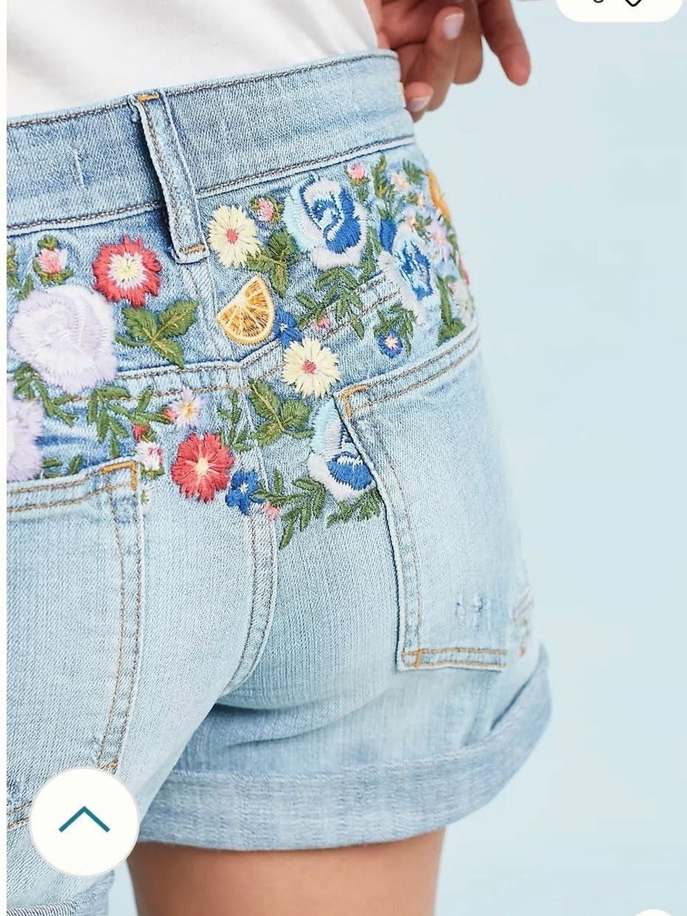 Anthropologie Pilcro Embroidered Slim Boyfriend Shorts - embroidered floral